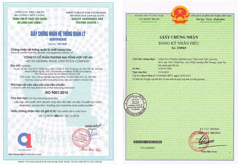 Chứng nhận thương hiệu VA- Tiêu chuẩn ISO 9001