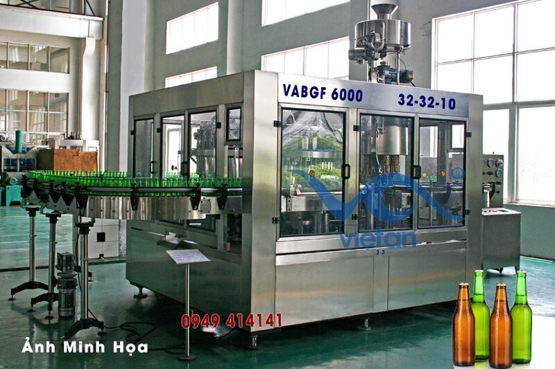 Máy chiết rót bia chai thủy tinh VABGF6000- 3 in 1